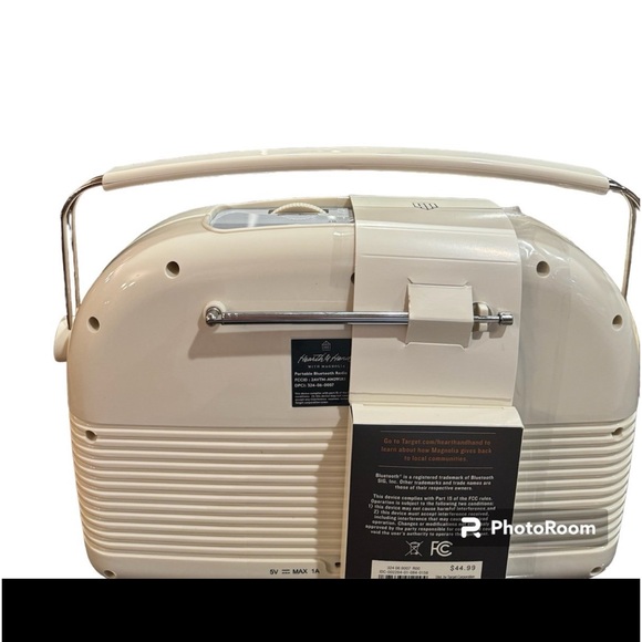 Hearth & Hand Magnolia Portable AM/FM Bluetooth Radio Cream - Picture 6 of 7